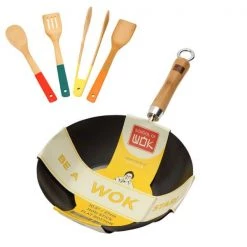 School Of Wok Wok Star 10.5" / 27cm Non-Stick Carbon Steel Wok With FREE Gift