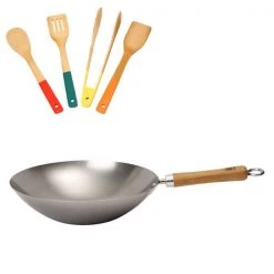 School Of Wok Wok Star 12" / 30cm Carbon Steel Wok With FREE Gift