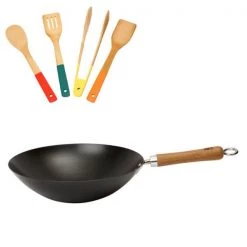 School Of Wok Wok Star 12" / 30cm Non-Stick Carbon Steel Wok With FREE Gift