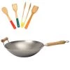 School Of Wok Wok Star 14" / 36cm Carbon Steel Wok With FREE Gift -POTS & PANS Sales 2022 12322006 School Of Wok 36cm Carbon Steel Wok GWP