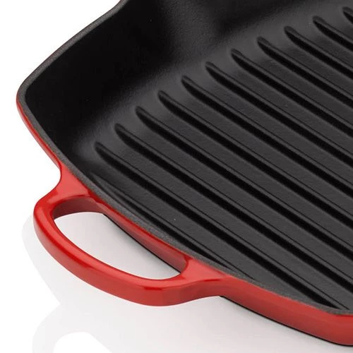 Le Creuset Signature Cerise Cast Iron 26cm Square Grillit 4 Le Creuset Signature Cerise Cast Iron 26cm Square Grillit - Image 2