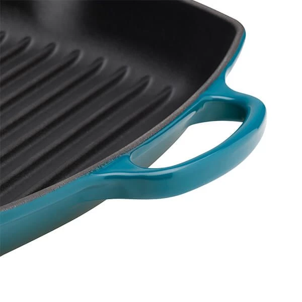 Le Creuset Signature Deep Teal Cast Iron 26cm Grillit 4 Le Creuset Signature Deep Teal Cast Iron 26cm Grillit - Image 3