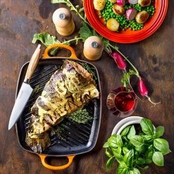 Le Creuset Signature Volcanic Cast Iron 30cm Rectangular Grill -POTS & PANS Sales 2022 202013009 Le Creuset Signature 30cm Rectangular Grill Volcanic 3