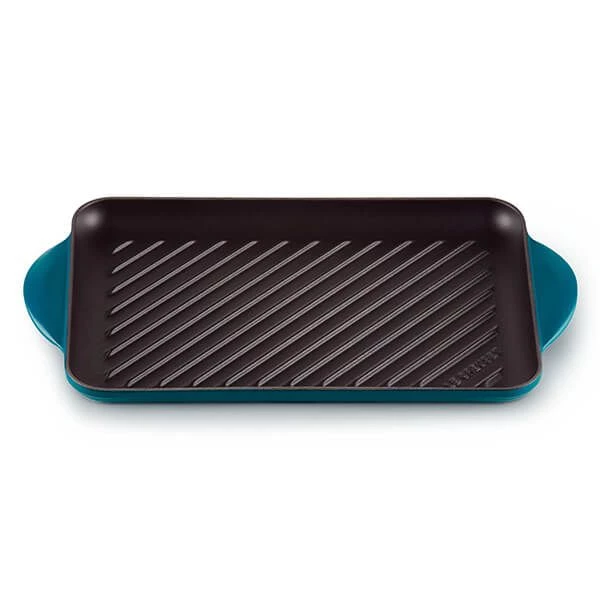 Le Creuset Deep Teal Cast Iron 32cm Rectangular Grill 4 Le Creuset Deep Teal Cast Iron 32cm Rectangular Grill - Image 2