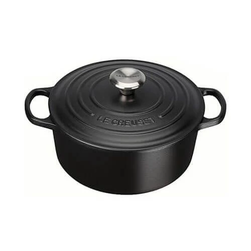 Le Creuset Signature Satin Black Cast Iron 22cm Round Casserole 3 Le Creuset Signature Satin Black Cast Iron 22cm Round Casserole