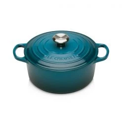 Le Creuset Signature Deep Teal Cast Iron 24cm Round Casserole -POTS & PANS Sales 2022 21177246422430 le creuset signature cast iron 24cm round casserole deep teal 1