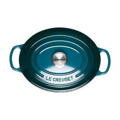 Le Creuset Signature Deep Teal Cast Iron 27cm Signature Oval Casserole -POTS & PANS Sales 2022 21178276422430 Le Creuset Signature Deep Teal Cast Iron 27cm Signature Oval Casserole 2