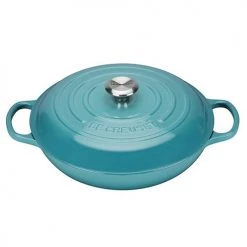 Le Creuset Signature Teal Cast Iron 30cm Shallow Casserole