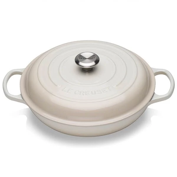 Le Creuset Signature Meringue Cast Iron 30cm Shallow Casserole 3 Le Creuset Signature Meringue Cast Iron 30cm Shallow Casserole
