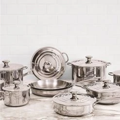 Le Creuset Signature Stainless Steel 24cm Shallow Casserole -POTS & PANS Sales 2022 966021240 LC Signature Stainless Steel 24cm Shallow Casserole 3