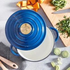 Barbary & Oak 20cm Round Casserole Cast Iron Blue -POTS & PANS Sales 2022 BO800250BLU Barbary And Oak 20cm Round Casserole Cast Iron Blue 4