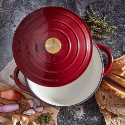 Barbary & Oak 28cm Shallow Casserole Red -POTS & PANS Sales 2022 BO800253RED Barbary And Oak 28cm Shallow Casserole Red 4 1