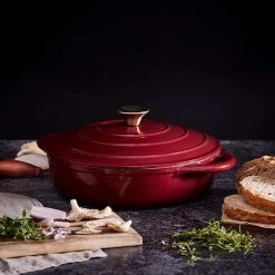 Barbary & Oak 28cm Shallow Casserole Red -POTS & PANS Sales 2022 BO800253RED Barbary And Oak 28cm Shallow Casserole Red 5