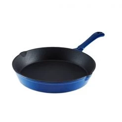 Barbary & Oak 26cm Cast Iron Round Fry Pan Blue