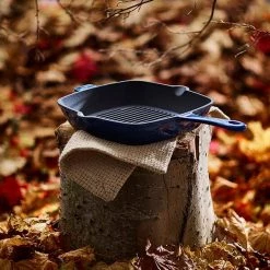 Barbary & Oak 26cm Cast Iron Grill Pan Blue -POTS & PANS Sales 2022 BO800256BLU Barbary And Oak 26cm Cast Iron Grill Pan Blue 5