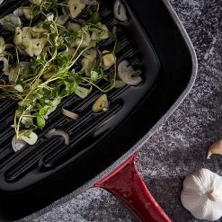 Barbary & Oak 26cm Cast Iron Grill Pan Red -POTS & PANS Sales 2022 BO800256RED Barbary And Oak 26cm Cast Iron Grill Pan Red 2