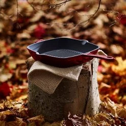 Barbary & Oak 26cm Cast Iron Grill Pan Red -POTS & PANS Sales 2022 BO800256RED Barbary And Oak 26cm Cast Iron Grill Pan Red 5
