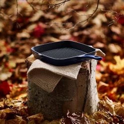 Barbary & Oak 23cm Cast Iron Grill Pan Blue -POTS & PANS Sales 2022 BO800257BLU Barbary And Oak 23cm Cast Iron Grill Pan Blue 5