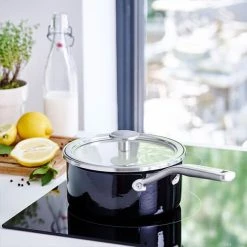 KitchenAid Steel Core Enamel Onyx Black 16cm Saucepan With Lid 11 KitchenAid Steel Core Enamel Onyx Black 16cm Saucepan With Lid -POTS & PANS Sales 2022 CC003285 001 KitchenAid Steel Core Enamel Covered Saucepan 16cm Onyx Black and Cream 3