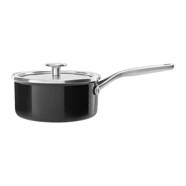 KitchenAid Steel Core Enamel Onyx Black 16cm Saucepan With Lid 3 KitchenAid Steel Core Enamel Onyx Black 16cm Saucepan With Lid