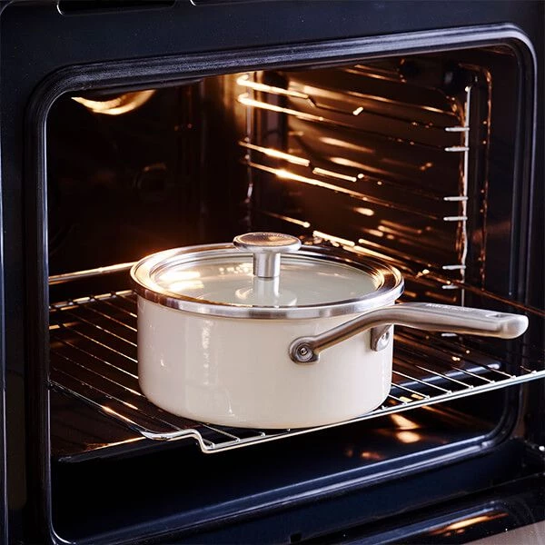 KitchenAid Steel Core Enamel Almond Cream 16cm Saucepan With Lid 7 KitchenAid Steel Core Enamel Almond Cream 16cm Saucepan With Lid - Image 5