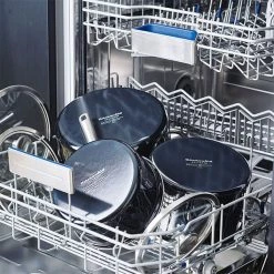 KitchenAid Steel Core Enamel Onyx Black 3 Piece Saucepan Set 16/18/20cm -POTS & PANS Sales 2022 CC003PCSETOB KitchenAid Steel Core Enamel 3 Piece Set 16 18 20cm Saucepans Onyx Black and Cream 1