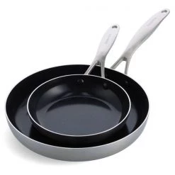 GreenPan Geneva 3-Ply Stainless Steel Non-Stick 20cm & 28cm Frying Pan Set