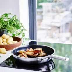 KitchenAid Multi-Ply Stainless Steel Ceramic Non-Stick 24cm & 28cm Frying Pan Set -POTS & PANS Sales 2022 CC006066001 KitchenAid Multi Ply Stainless Steel Non Stick Frying Pan Set 4