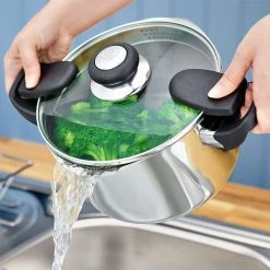 Judge Vista Draining 24cm Stockpot With Phenolic Side Handles -POTS & PANS Sales 2022 J337A Judge Vista Draining 24cm Draining Pot 1