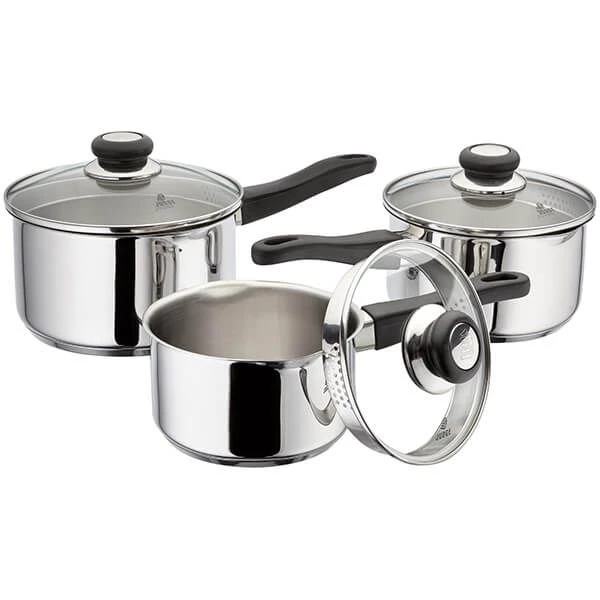 Judge Vista 3 Piece Draining Saucepan Set 3 Judge Vista 3 Piece Draining Saucepan Set