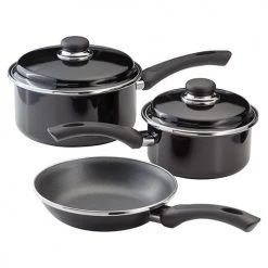 Judge Induction 3 Piece Cookware Set Non-Stick Black