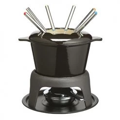 MasterClass Master Class Cast Iron Enamelled Black Fondue Set