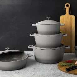 MasterClass Grey Ombre Cast Aluminium 28cm 5L Casserole Dish -POTS & PANS Sales 2022 MCMCRD28GRY MasterClass Grey Ombre Cast Aluminium 28cm 5L Casserole Dish 2