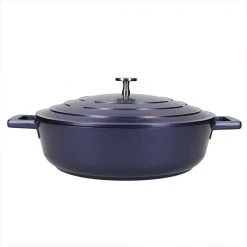MasterClass Metallic Blue Cast Aluminium 28cm 4L Shallow Casserole Dish
