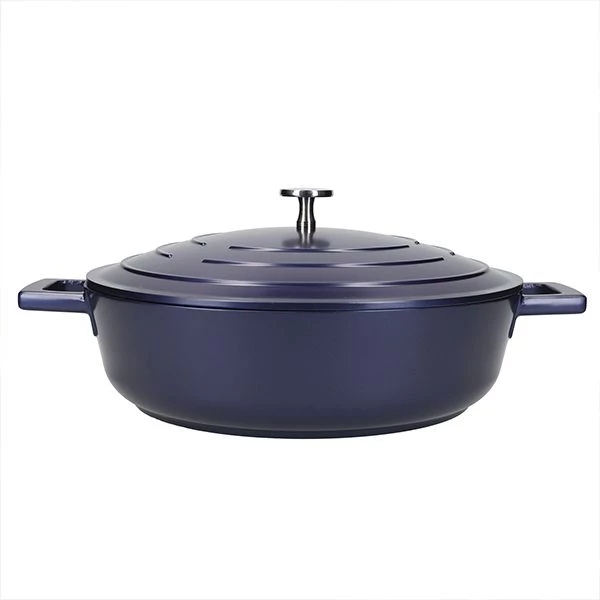 MasterClass Metallic Blue Cast Aluminium 28cm 4L Shallow Casserole Dish 3 MasterClass Metallic Blue Cast Aluminium 28cm 4L Shallow Casserole Dish