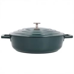 MasterClass Cast Aluminium 4L Shallow Casserole Dish, Hunter Green