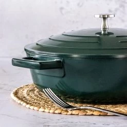 MasterClass Cast Aluminium 4L Shallow Casserole Dish, Hunter Green -POTS & PANS Sales 2022 MCMSCRD28GRN Master Class Shallow Casserole Dish 4L Hunter Green 3