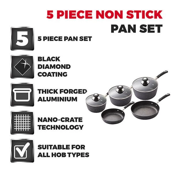 Tower Precision 5 Piece Pan Set Black 8 Tower Precision 5 Piece Pan Set Black - Image 6
