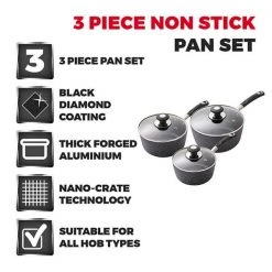 Tower Precision 3 Piece Saucepan Set Black -POTS & PANS Sales 2022 T900111 Tower Precision 3 Piece Saucepan Set Black 5